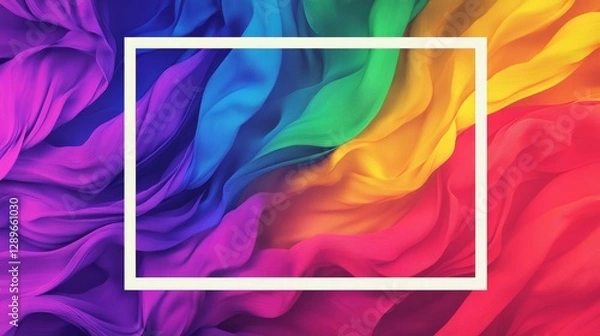Fototapeta LGBT+ History Month poster vector illustration. Transgender and LGBT pride flag frame square shape vector. LGBTQIA wavy graphic design element. Template for background, banner, card. Important day