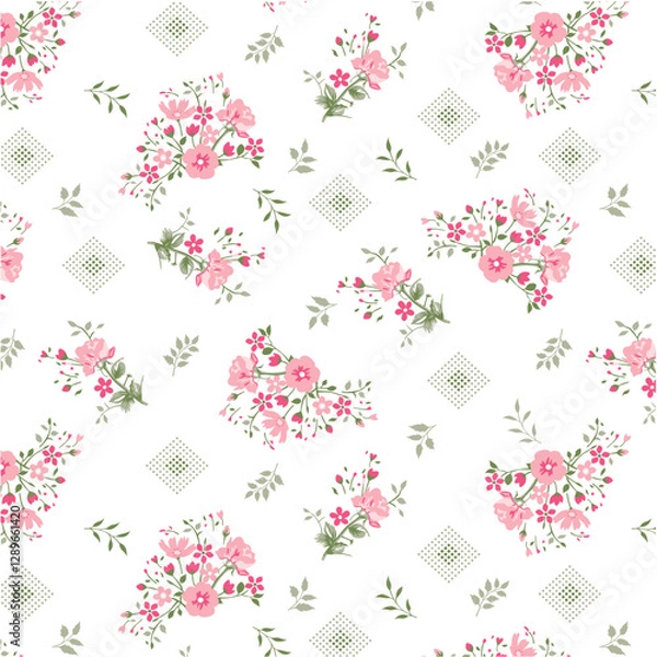 Obraz Decorative bouquet flowers with  Checkered polka dot pattern