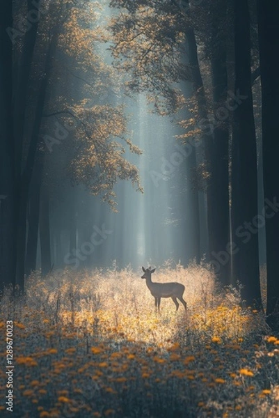 Fototapeta Deer in Spring forest.