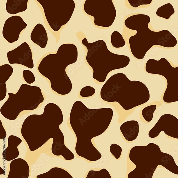 Fototapeta Cow seamless seamless realistic template in brown and beige colors. Vector illustration