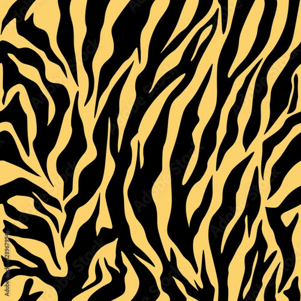 Fototapeta Realistic texture of tiger or zebra fur. Animal skin stripes, jungle style wallpaper. Seamless vector drawing