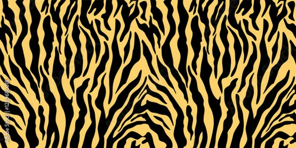 Fototapeta Realistic texture of tiger or zebra fur. Animal skin stripes, jungle style wallpaper. Seamless vector drawing