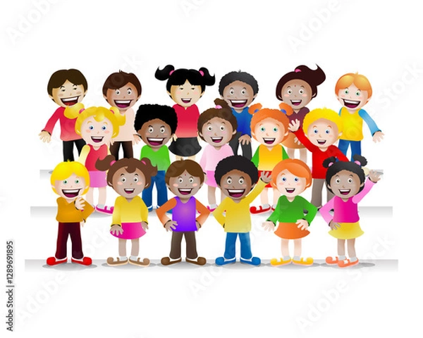 Obraz multicultural children group on isolated white background