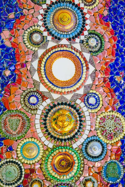 Fototapeta Colorful mosaic pattern background. Made from ceramic of Thai at Wat Phasornkaew in Thailand. Photo taken on: 29 November , 2016