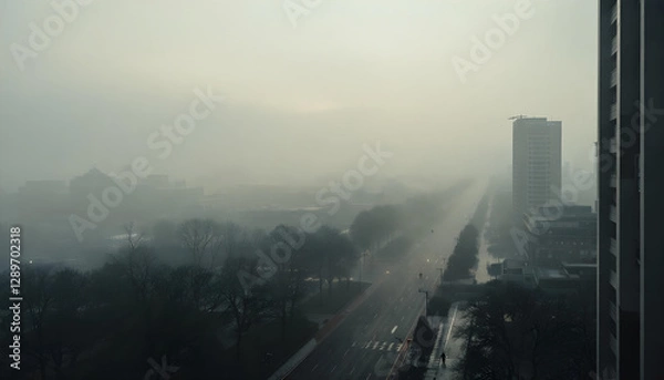 Fototapeta fog over the city