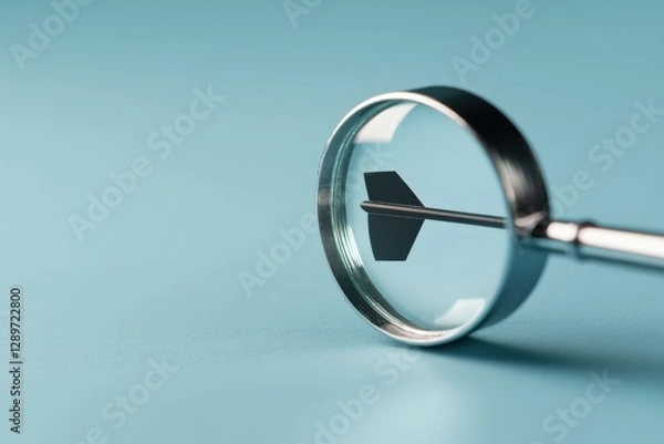 Fototapeta Magnifying Glass Arrow on Blue Background