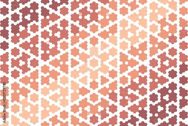 Fototapeta Soft brown and pink hexagonal mosaic pattern with geometric floral hexa tile design. Abstract decoration concept