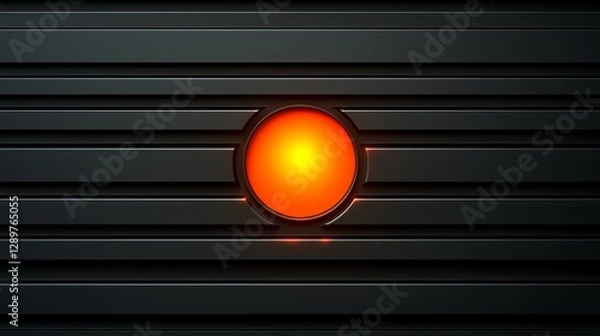 Fototapeta A glowing orange circle sitting on a dark metallic surface