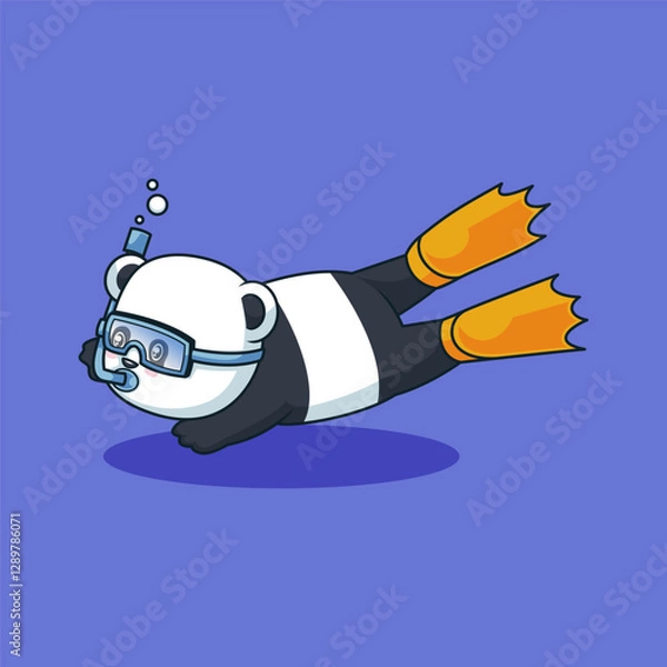 Obraz Panda the Scuba  vector illustration 