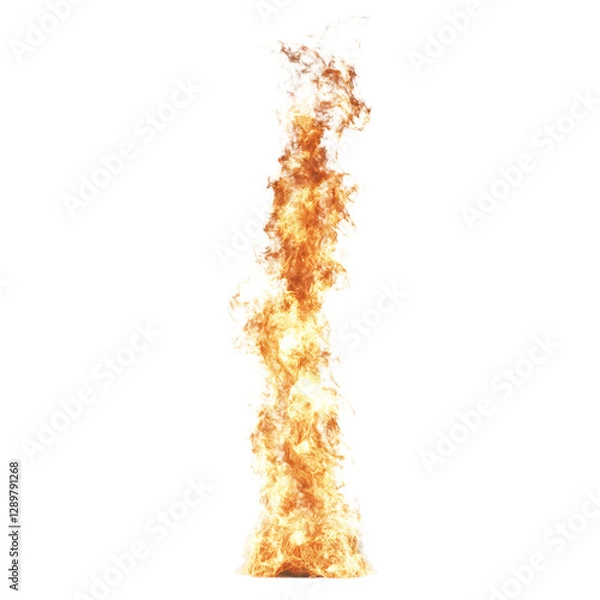 Fototapeta Tall Glowing Flame from Bonfire Isolated on Transparent Background