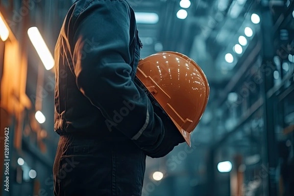 Fototapeta Clear Pixel Picture of Closeup Engineer Holding Hardhat Engineering Equipment