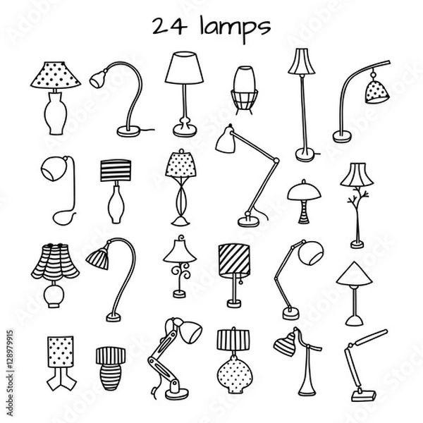 Fototapeta Vector illustration of different types of lamp