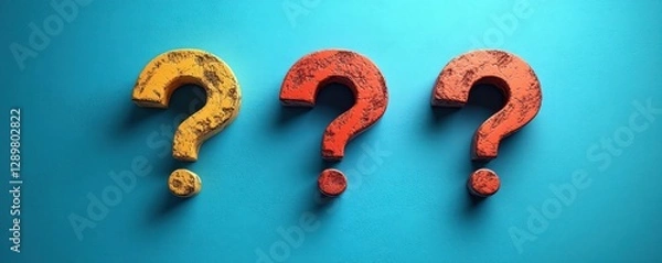 Fototapeta Minimalistic Overlapping Question Marks on Blue Background for Business Support Concept
