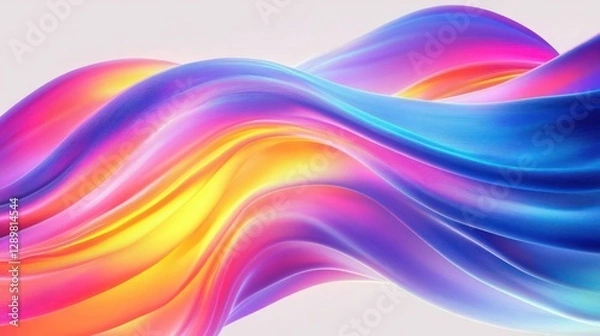 Fototapeta Vibrant Abstract Fluid Shapes Design with Holographic Waves and Colorful Gradient for Modern Decoration