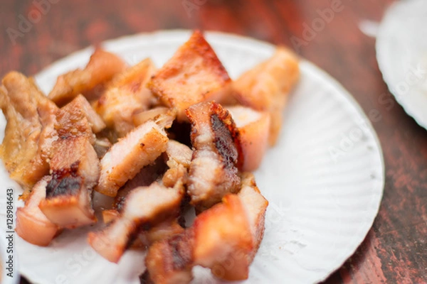 Obraz close up thai style grill pork,selective focus