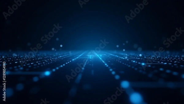 Obraz Abstract Digital Landscape: Blue Network