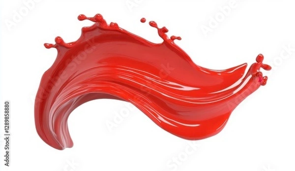 Fototapeta Vibrant Red Paint Splash on White Background with Artistic Flowing Motion