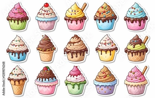 Fototapeta Ice cream stickers, snacks, food background images