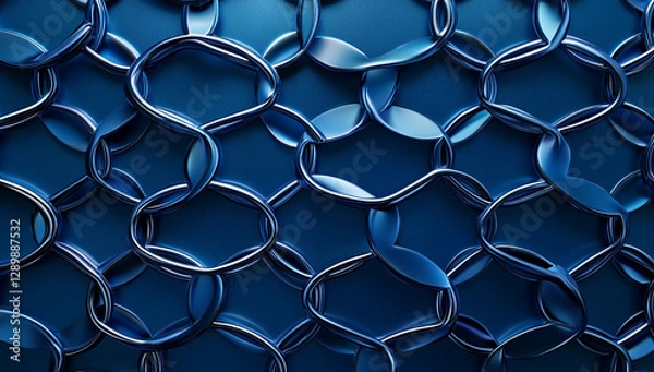 Obraz Blue metal plates arranged in an endless chain pattern