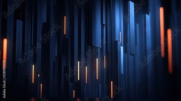 Obraz Abstract blue and orange digital lines background; website, tech