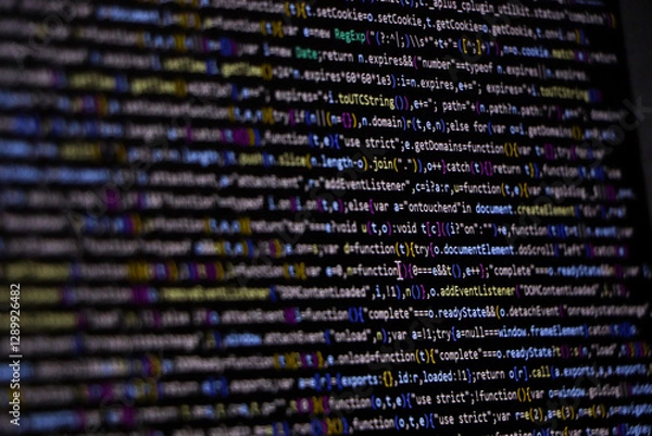 Fototapeta Technology background concept, developer coding screen