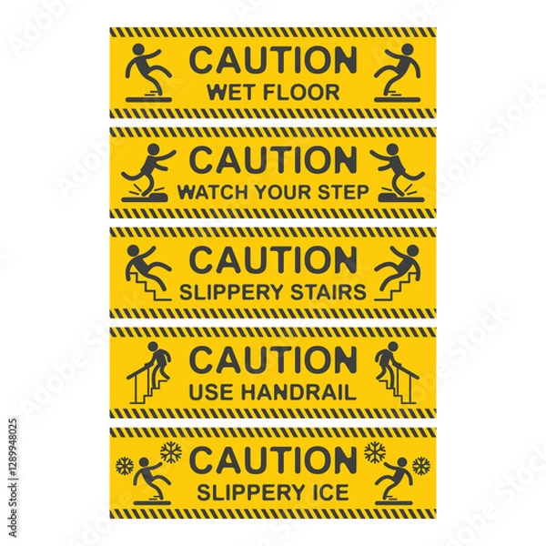Obraz Use handrail, mind your step, watch your step, slippery ice, slippery stairs, slippery floor warning notice