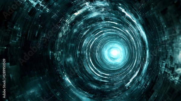 Fototapeta view of a glowing orb radiating light waves in concentric patterns