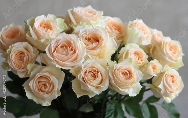 Obraz Elegant Bouquet of Peach Avalanche Roses in Full Bloom