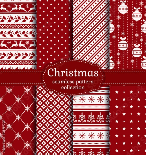 Obraz Christmas seamless patterns. Vector set.