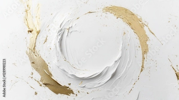Fototapeta Abstract White and Gold Textured Swirl Background with Empty Space for Text.