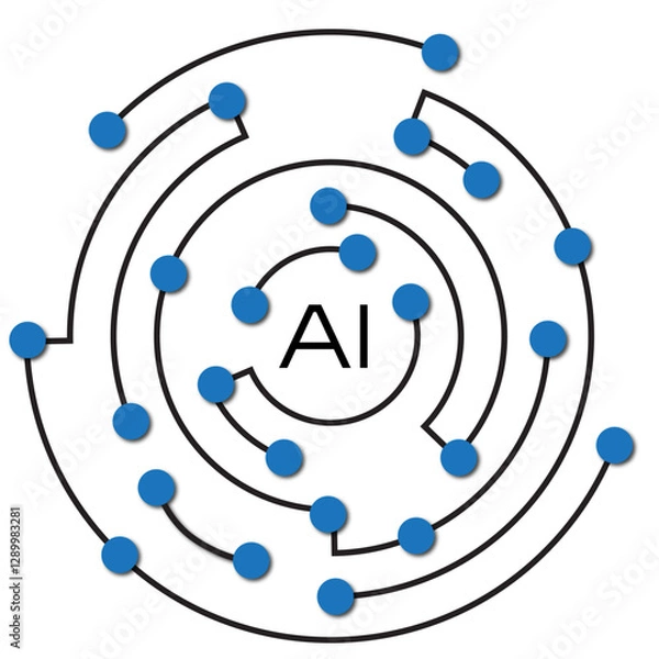 Fototapeta blue circle circuits colors ai