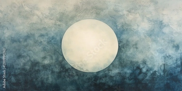 Fototapeta Abstract Watercolor Background with Circle Frame Blue and White Wash Texture for Design Templates.