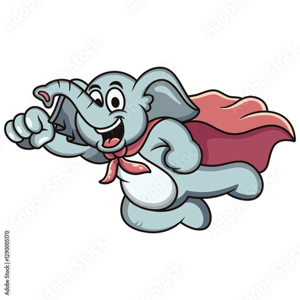 Fototapeta Cute super hero elephant with cool pose. Vector cartoon illustration isolated on white background
