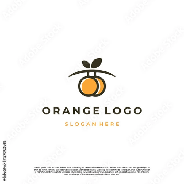 Fototapeta simple orange logo with stem in tree logo icon template