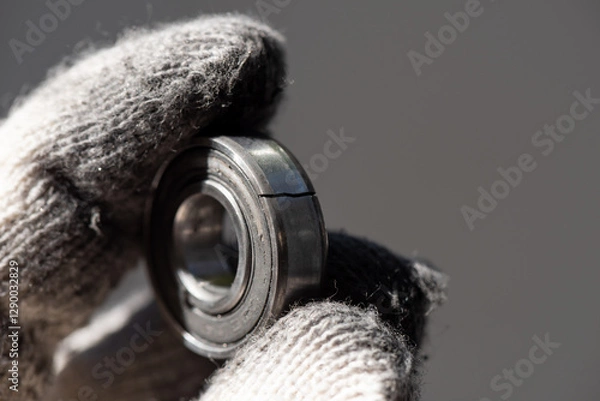 Fototapeta Broken stainless steel bearing.