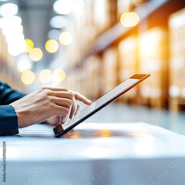 Fototapeta Logistics manager tracking distributor sales network using technology warehouse environment digital management