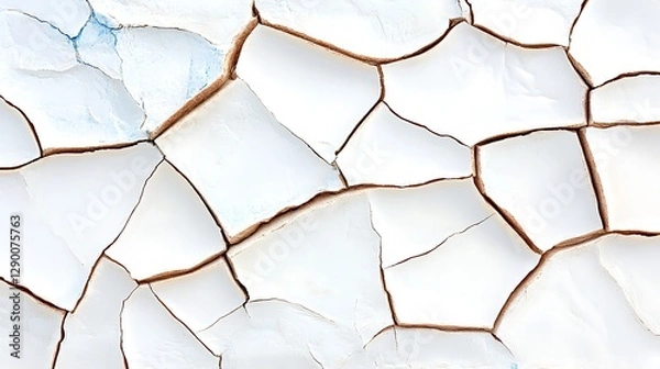 Fototapeta Cracked white surface close-up abstract texture indoor high angle minimalism
