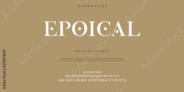 Obraz Epoical font alphabet. Typography typeface uppercase lowercase and number. vector illustration