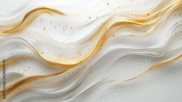 Fototapeta Elegant White and Gold Background with Flowing Wavy Pattern Creating a Luxurious and Stylish Atmosphere