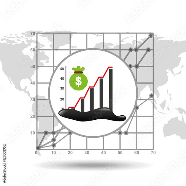 Obraz bag money graph oil industry growth diagram background vector illustration eps 10