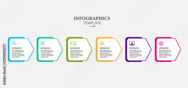 Obraz infographic arrow concept design template with icons. 6 options or steps. Infographics for business concept. Can be used for info graphics, flow charts, presentations, web sites