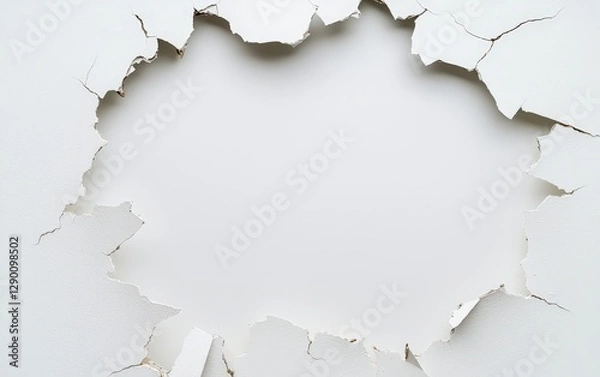 Fototapeta Detailed perspective of a hole in a wall showcasing exposed materials and architectural features in a modern setting