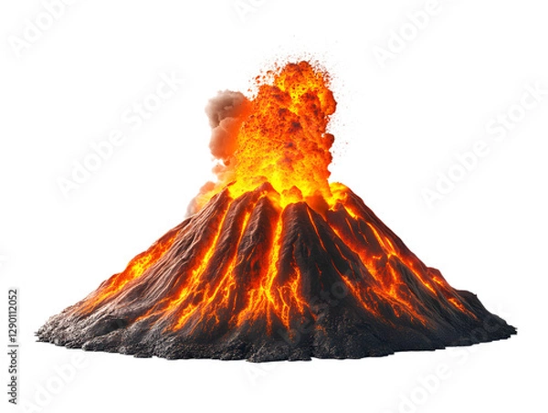 Fototapeta Erupting Volcano Isolated on Transparent Background