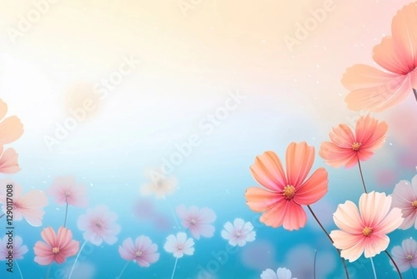 Fototapeta Summer flowers gradient background backgrounds outdoors blossom.