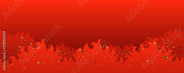 Fototapeta 燃える炎と火の粉のかっこいい背景ベクターイラスト　横長