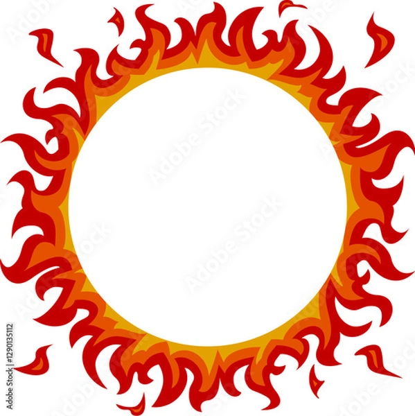 Fototapeta 燃える火の輪のフレーム　ベクターイラスト
