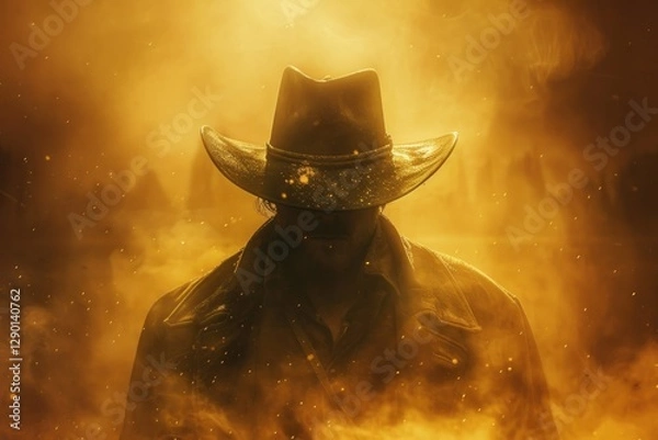 Obraz Mysterious Cowboy in a Golden Haze