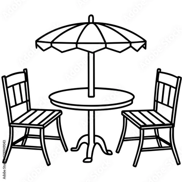 Fototapeta  Tea table and chair vector art illustration