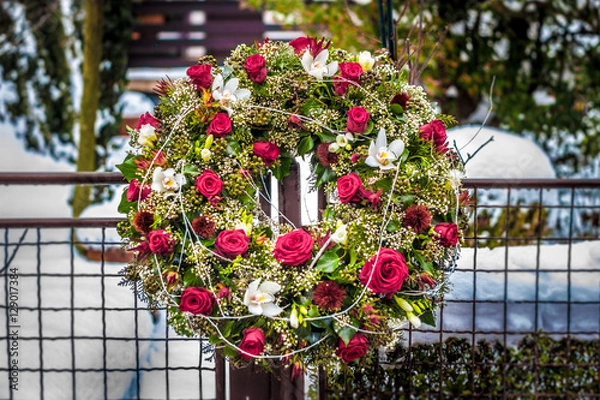 Obraz flower arrangement wreath for funerals