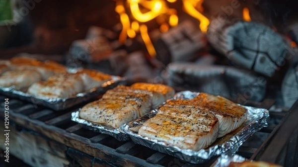 Fototapeta Foil Sheets: Thin aluminum sheets perfect for cooking, wrapping, and storing food, commonly used for grilling, baking, and creating mess-free meals.
